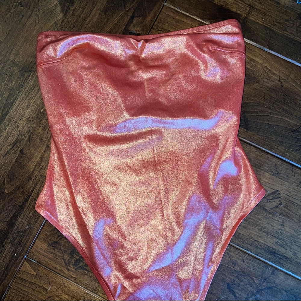 Vintage 90s Beautiful Shimmering Coral One-Piece Swimsuit
